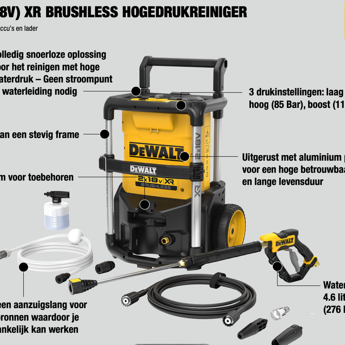 NIEUW DeWALT 36V (2×18V) XR BRUSHLESS HOGEDRUKREINIGER DCMPW1600N-XJ