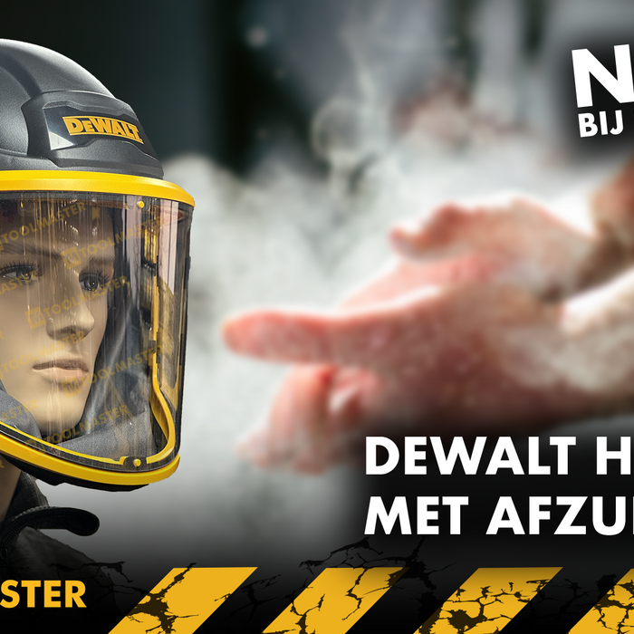 DeWALT nieuwste gezichtsmaskers met elektrische afzuiging en verkoeling.