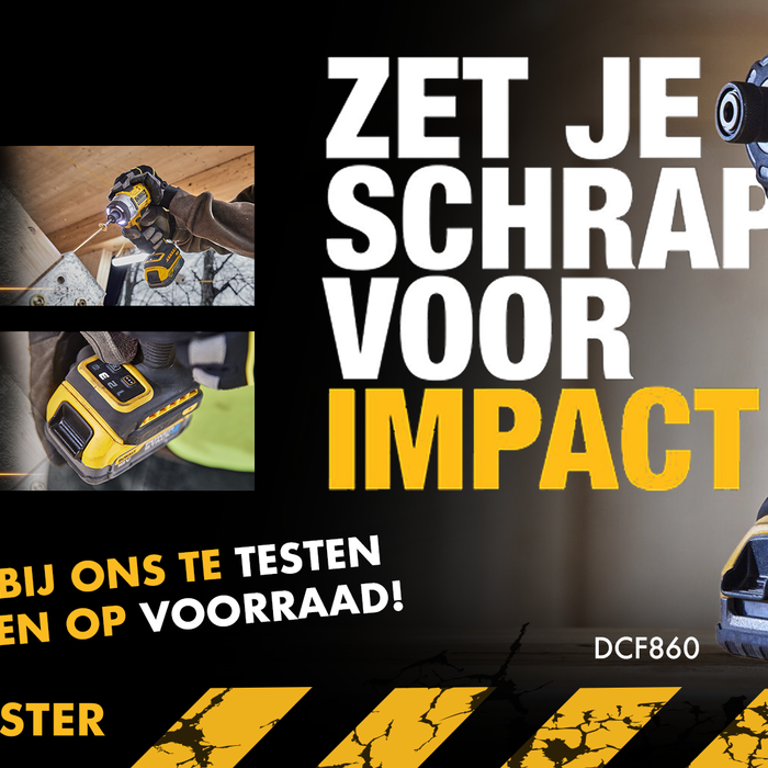 De nieuwe slagschroefmachine DeWALT DCF860! En ook nog op voorraad!