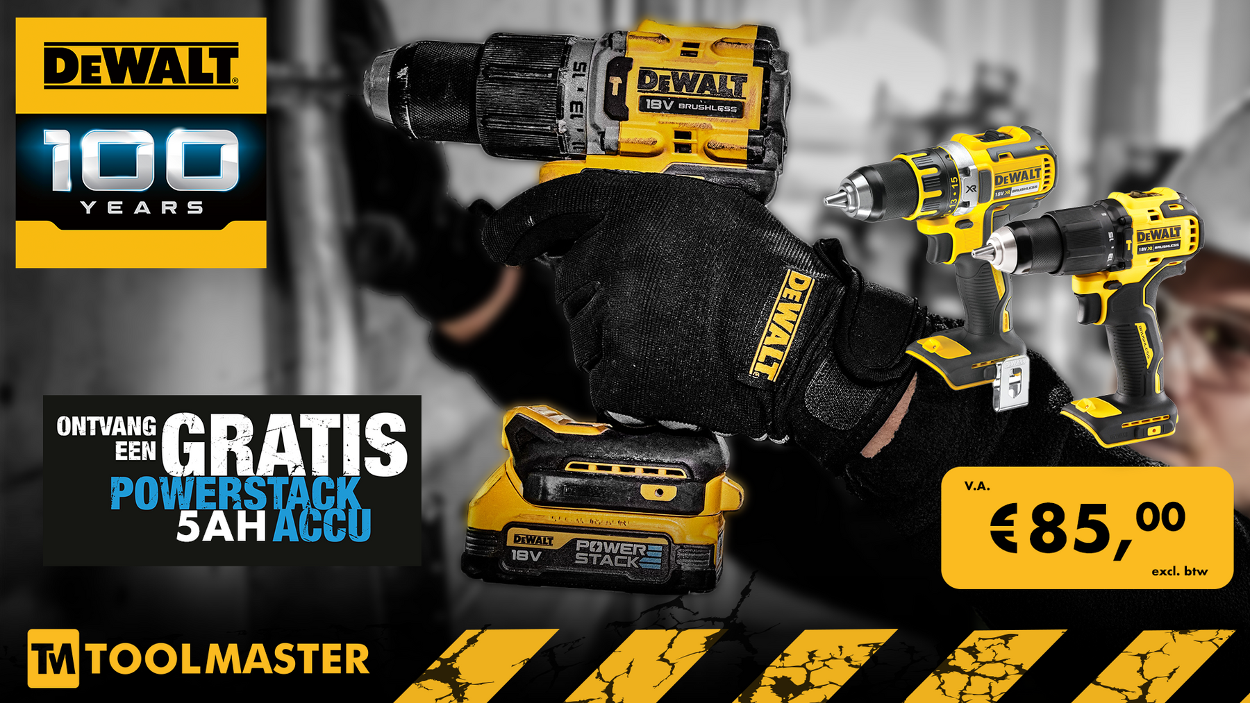 18V XR BRUSHLESS SCHROEF-/KLOPBOORMACINE VANAF € 85.- excl. BTW